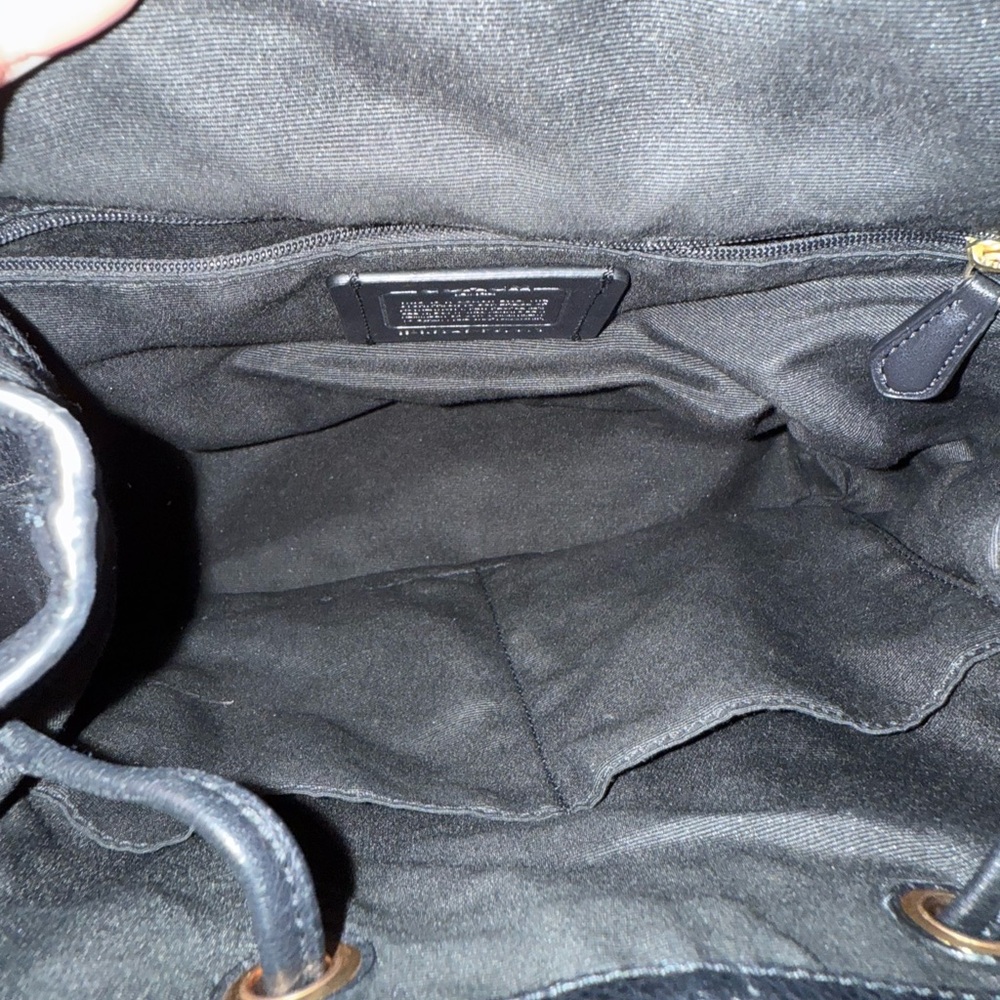 Coach Black Pebbled Leather Backpack with Gold Accents - Picture 6 of 10